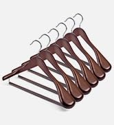 HOUSE DAY Wide Shoulder Wooden Hangers, Wood Suit Hangers with Non Slip Pant Holder, Heavy Duty C...