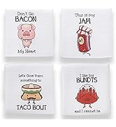 Aller Home &amp; Kitchen Funny Kitchen Towels with Sayings. 4pc Kitchen Towel Set, Fun Pun Food Desig...