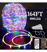 KNONEW 164FT 1000LED Rope Lights for Outside,Outdoor String Lights Waterproof 8 Modes Clear Tube ...