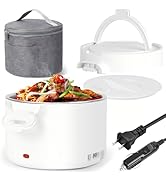 WVJ Electric Lunch Box for Adults, 33.8oz Portable Food Heater with Carry Bag | 12V/24V/110V Leak...