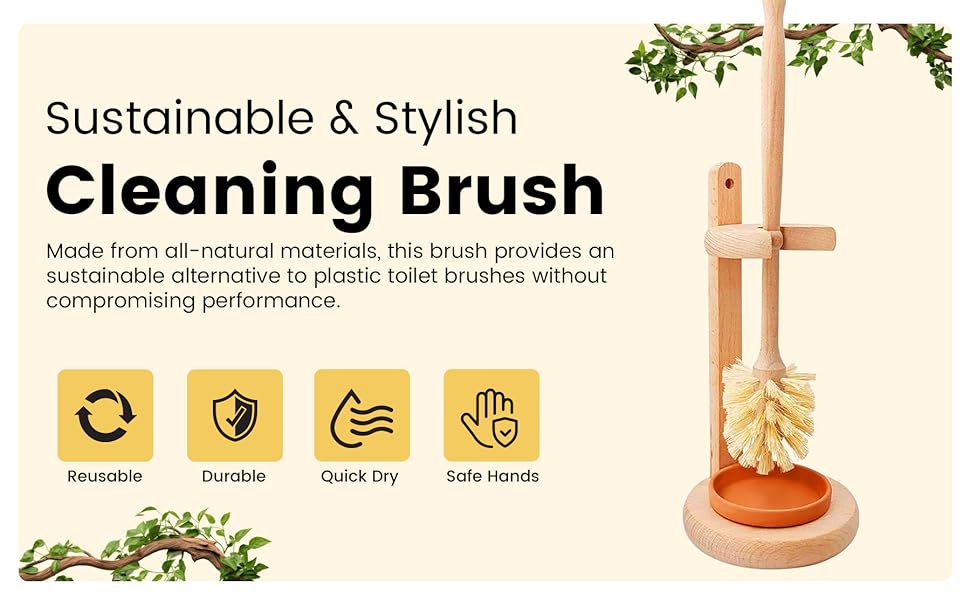 sustaiable stylysh wooden toilet brush, toilet cleaner