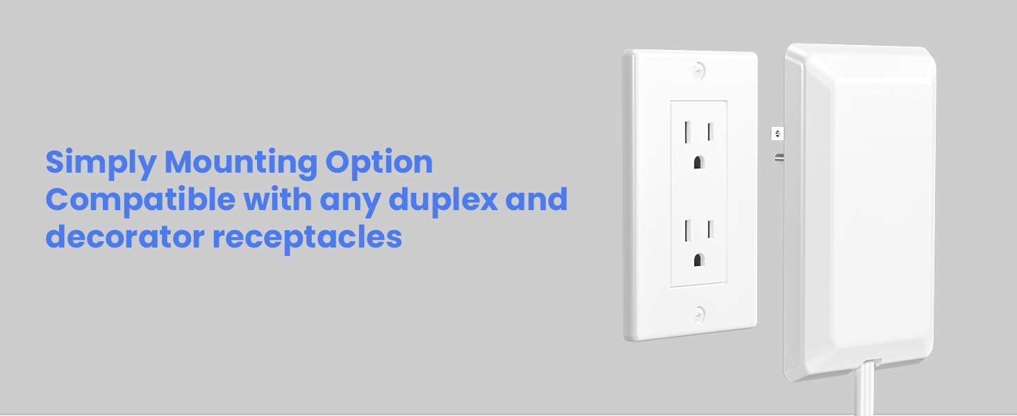 Simply Mounting Option Compatible with any duplex and decorator receptacles