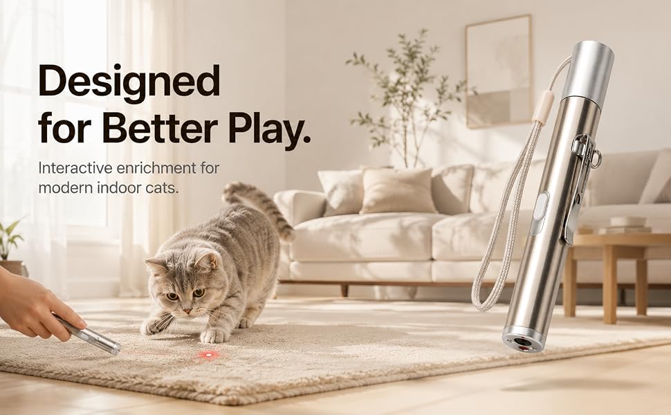 USB rechargeable cat laser toy for indoor cats providing interactive exercise and daily enrichment