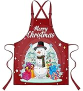 LshyMn Christmas Apron 33.4x27.5 Inches Winter Snowflake Christmas Tree Snowman Gift Box Pattern ...