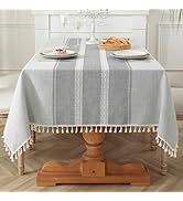 Laolitou Cotton Linen Waterproof Tablecloth for Dining Table Rustic Farmhouse Kitchen Rectangle T...