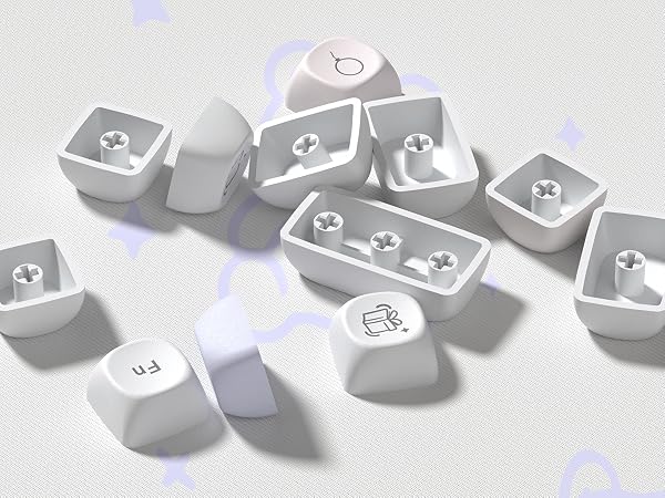 Womier PBT Keycaps Set, Dream Cute Keycaps MOA Profile Mechanical Keyboard Caps, Custom Key cap