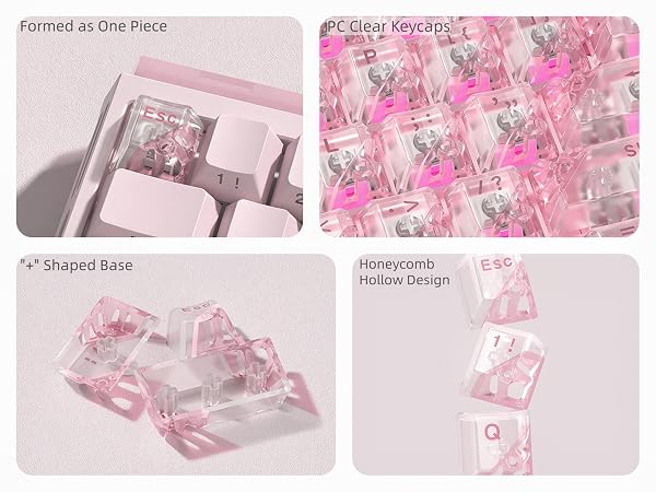 Clear Keycaps, Pink Shine Through Keycaps, Jelly Keycap Transparent keyboard Caps