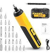 KREBS 4V Electric Screwdriver Kit, 5Nm with 25pc Bits, 1500mAh, LED Flashlights, Bit Holders &amp; St...