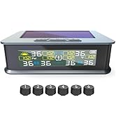 GEARGO RV Tire Pressure Monitoring System (TPMS) - Solar-Powered with 6 Sensors &amp; 6 Alarm Modes, ...
