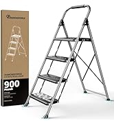 DIAMONDFORGE 4 Step Ladder, Folding Step Stool with Anti-Slip Wide Pedal, Soft Handle, Anti-Slip ...