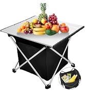 Audoyon Portable Camping Table Folding Ultralight Compact Side Table, Aluminum Fold Up Beach Tabl...