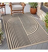 Tangsoo Easy Jute 3x5 Outdoor Rug for Living Room,Non-Slip Thin Black Rainbow Indoor Area Rug,Was...