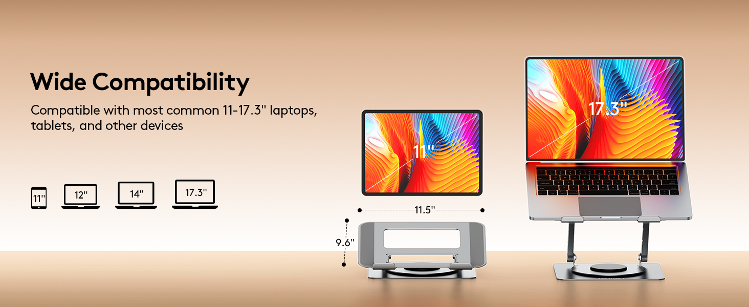 Text reads 'Wide Compatibility'. Product compatibility diagram showing various device screens and displays connected or syncing together.