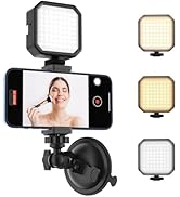 Suction Cup Phone Mount with Rechargeable Light, HzTinT Mirror Phone Holder with Light Shower Bat...
