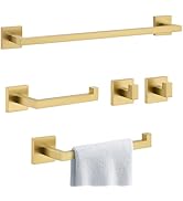 Brushed Gold Towel Bar Set Bathroom Hardware Accessories Set Include 23.6 in Towel Bar Towel Ring...