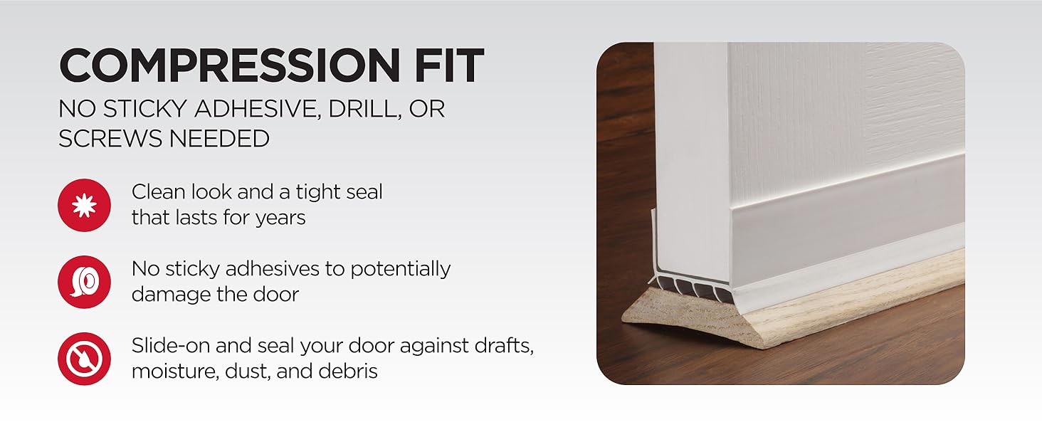 white compression fit under door seal