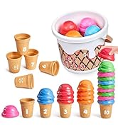 JoyCat Ice Cream Preschool Learning Activities Counting and Color Sorting Set Stacking Toys for K...