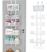 Hongtamoya Adjustable Over The Door Organizer, Hanging Door Storage with PVC Pocket and 4 Metal B...