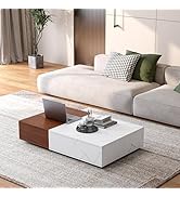 Ywin Mid-Century Expandable Coffee Table with Storage, Expandable Tabletop Center Table with Two ...