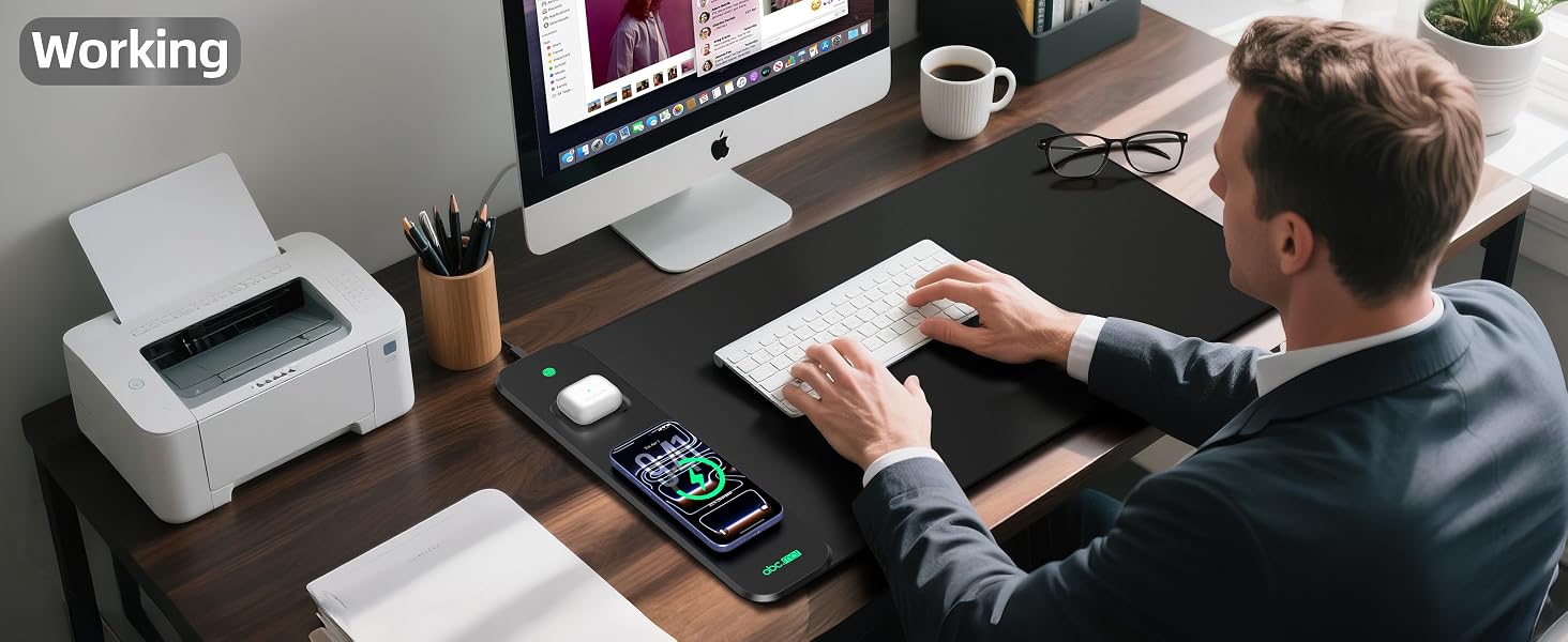 RGB gaming mouse pad with wireless charging