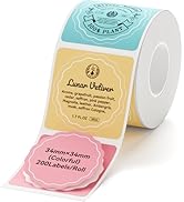 NIIMBOT Labels for B1/B21/B3S Label Maker, 34 x 34 mm (1.34'' x 1.34'') 200 Labels/Roll, Thermal ...