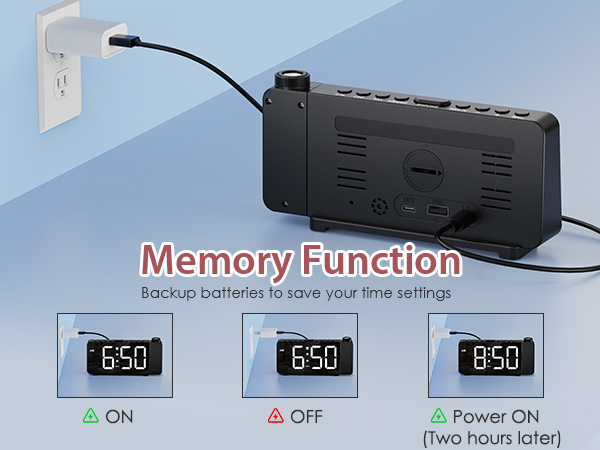 Projection Alarm Clock for Bedroom, Digital Alarm Clock