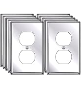 [10 Pack] BESTTEN 1 Gang Bright Polished Chrome Stainless Steel Duplex Wall Plate, Solid Metal Mi...