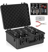 ITHWIU Gun Case 5 Pistol Case &amp; 12 Magazine Pre-Cut Foam Waterproof Shockproof Hard Gun Case for ...