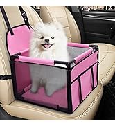 SWIHELP Dog Car Seat Puppy Portable Pet Booster Car Seat with Clip-On Safety Leash and PVC Suppor...