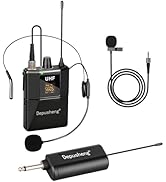 Depusheng UHF Wireless Microphone Headset System -Wireless Headset Mic System, with Lavalier Lape...