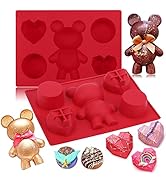 AIERSA Chocolate Molds Silicone for Bear Snack Treat Box, 2 Pcs Bear Diamond Heart Cylinder 3 in ...