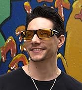 FEISEDY Men Women Night Driving Glasses Fit over Glasses Anti-Glare Polarized Wrap Yellow Sunglas...