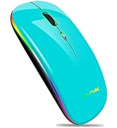 Wireless Bluetooth Mouse for Laptop, Rechargeable Mouse 2.4G USB Optical Wireless Mouse, LED Slim...