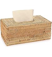 Sumnacon Rattan Rectangular Tissue Box Cover - Decorative Woven Wicker Napkin Tissue Box, Vintage...