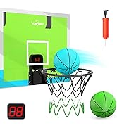 EagleStone Kids Indoor Basketball Hoop Mini Basketball Hoop Over The Door w/ Electronic Scoreboar...