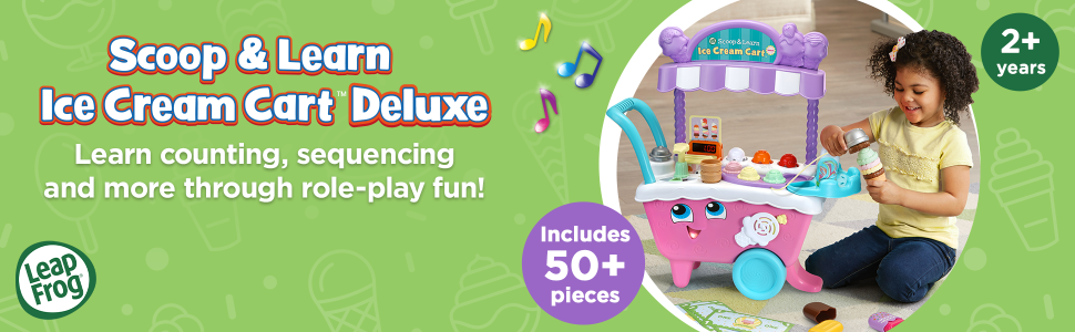 LeapFrog; Scoop &amp; Learn Ice Cream Cart Deluxe; 2+ years; 50+ pieces