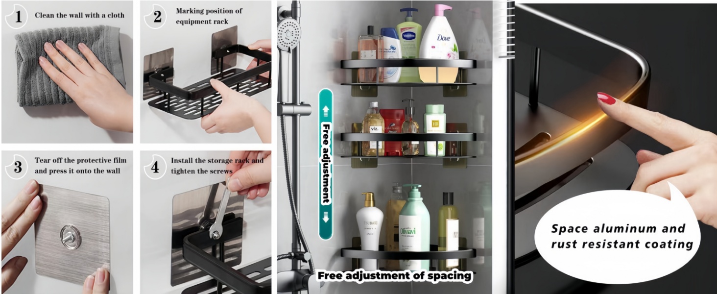 shower shelf caddy shelves organization rack wall mount organizer baskets inside bathroom