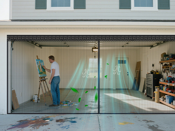 garage door screen with magnetic closure