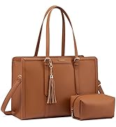 LOVEVOOK Laptop Bag for Women 15.6 inch Lightweight PU Laptop Tote, Large Capacity Computer Bag w...