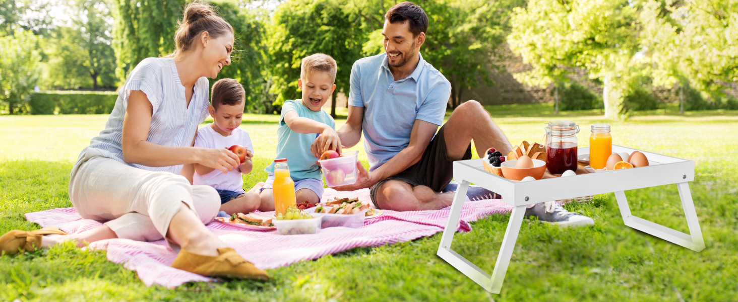 Bamboo Bed Tray Table with Folding Leg