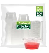 Freshware Plastic Portion Cups with Lids [2 Ounce, 200 Sets] Disposable Plastic Cups for Meal Pre...
