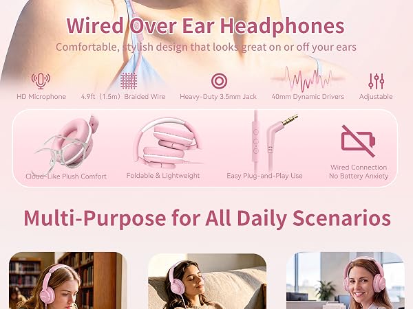 Wired Headphones with Microphone
