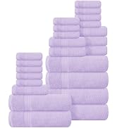 BOUTIQUO 24 Pack Cotton Towel Set, Contains 6 Bath Towels 27x54 inch, 6 Hand Towels 16x24 inch &amp; ...