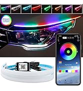 Car Headlight LED Strips, LEDCARE 24 Inch Exterior Car Lights with Dreamcolor Chasing, Flexible W...