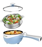 Audecook Hot Pot Electric with Steamer, 1.7L Non-Stick Coating Mini Hot Pot with Power Control, M...