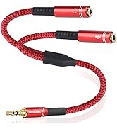 New Nylon Headphone Splitter, Audio Splitter 3.5mm Male TRRS to 2 Dual 3.5mm Female Adapter Nylon...