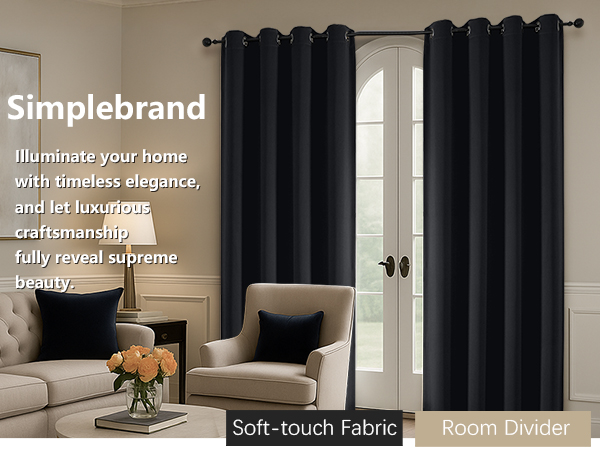 black curtains