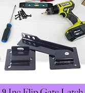 9-inch Flip Gate Latch Lock with Padlock Hole, Heavy Duty Steel Door Latch with Mounting Screws f...
