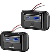 2PCS 12V RV USB Outlet with Power Switch, 38W Dual PD3.0 Type-C &amp; Quick Charge QC3.0 USB-A Port P...