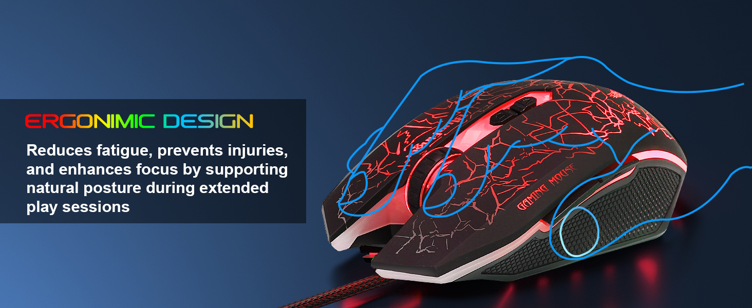 ergonomic gaming mouse backlight